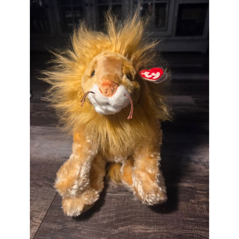 Vintage 12" Ty Classic Bushy the Lion Plush Stuffed Animal Toy with Heart Tag